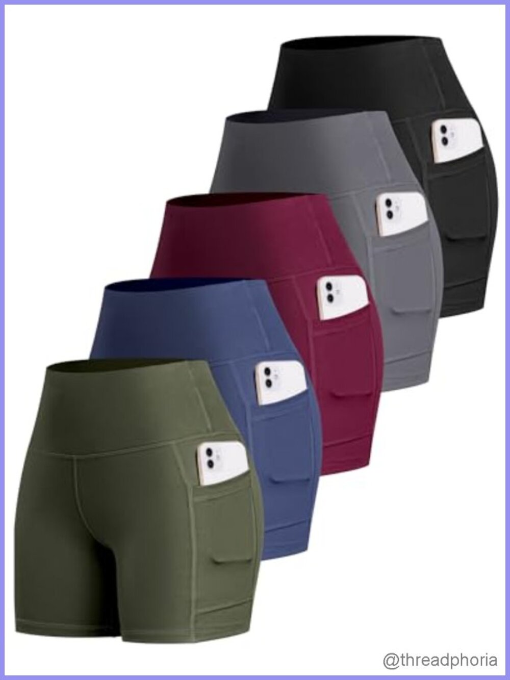 Spandex Biker Shorts High Waisted Tummy Control Yoga Workout Pockets